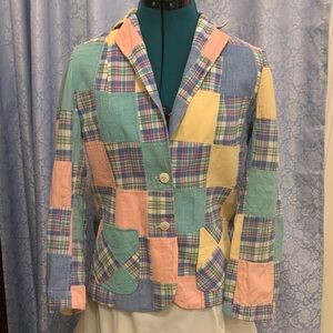 Vintage Pastel Patchwork Madras Blazer